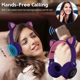 🐈🎧🐈รุ่นZW-028/หูฟังมาใหม่ ไฟLed เป็นหูแมวบลูทู ธ 5.0 หูฟังแมวสนับสนุน Tf การ์ด🐈🎵🐈