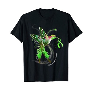 เสื้อยืดวินเทจเสื้อยืดลําลอง แขนสั้น พิมพ์ลาย Hummingbird Holding ribbon Green kidney disease สําหรับผู้ชายS-4XL