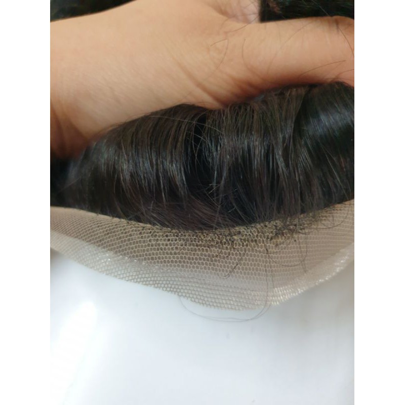 วิกติดกาวทอมือ Full Lace วิกปิดหัวล้านผู้ชาย French Lace ผมแท้100% แห้งง่ายระบายอากาศได้ดีที่สุด ตัดตัวฐานได้ตามต้องการ
