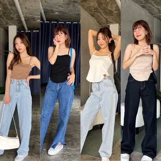 Chuuchop_พร้อมส่ง(C7777)✨🧸Bom bay camisole เสื้อสายเดี่ยวแต่งเว้าปลาย มี4สี