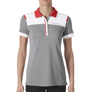 BMW Golfsport เสื้อโปโลสตรีสีเทาขาว ไซต์ XS-M