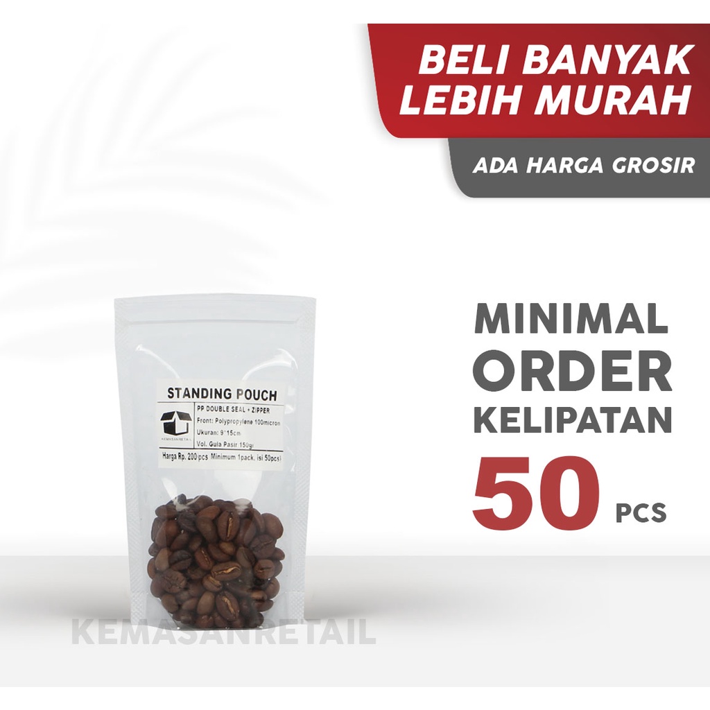 Standing Pouch Clip Transparent Double Seal 9x15 cm (75g) - บรรจุภัณฑ์อาหารและกาแฟ - บรรจุภัณฑ์อาหาร