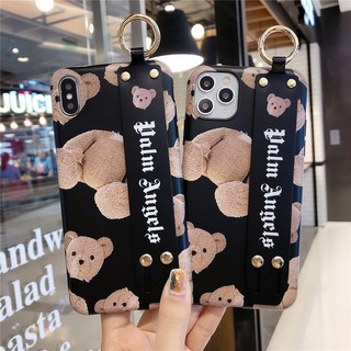 เคสไอโฟน เคสซิลิโคน iPhone 14 Pro Max iPhone 13 Pro Max iPhone 12 Pro Max iPhone X Xr Xs Max iPhone 11 Pro Max Cartoon Bear หมี Palm Angels Wristband Silicone Case