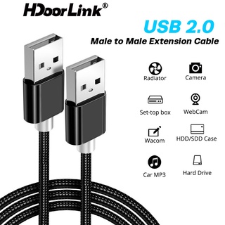 Hdoorlink Male to Male USB 2.0 สายเคเบิ้ลต่อขยายความเร็วสูง USB to USB to USB 1ม.สายชาร์จสําหรับคอมพิวเตอร์แล็ปท็อป