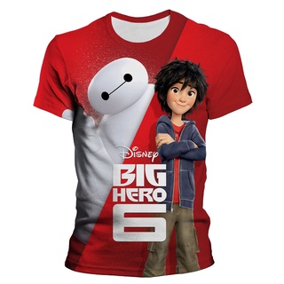 เสื้อยืดแขนสั้นลําลอง พิมพ์ลายการ์ตูนอนิเมะ Big Hero 6 Hiro Baymax 3 มิติ แฟชั่นสําหรับเด็กผู้ชาย และผู้หญิง