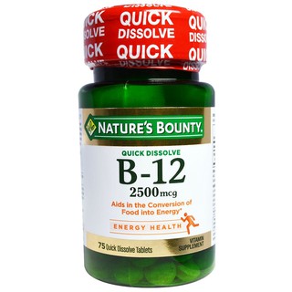 Natures Bounty, B-12, 2500 mcg, 75 Quick Dissolve Tablets