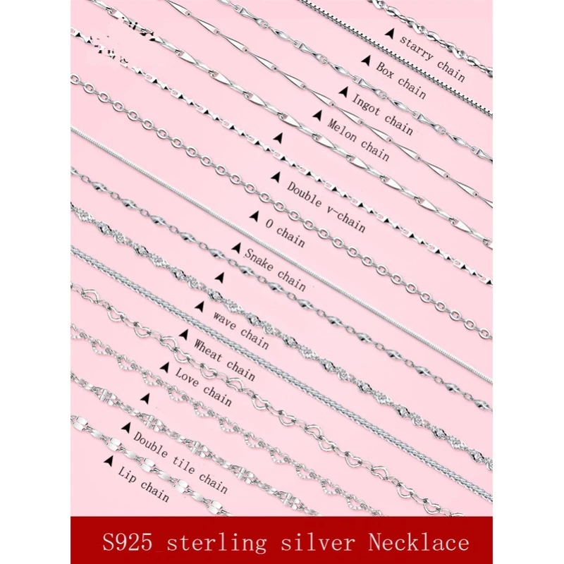 S925 สร้อยคอเงิน 40-60 ซม.แฟชั่นเครื่องประดับออกแบบที่แตกต่างกัน 11 รูปแบบแฟชั่นผู้หญิงสร้อยคอสร้อยคอ