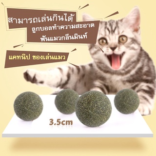 ขนมแมว รสมิ้นท์ ของเล่นแมว ช่วยเสริมสร้างพัฒการ ลูกบอลทำความสะอาดฟัน พร้อมส่ง