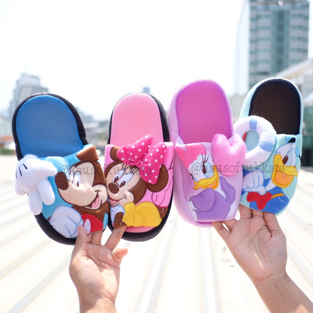 รองเท้าใส่ในบ้าน พื้นหนา 3D Mickey Mouse มิกกี้เม้าส์ & Minnie มินนี่เม้าส์ & Donald Duck โดนัลดั๊ก & Daisy เดซี่ดั๊ก