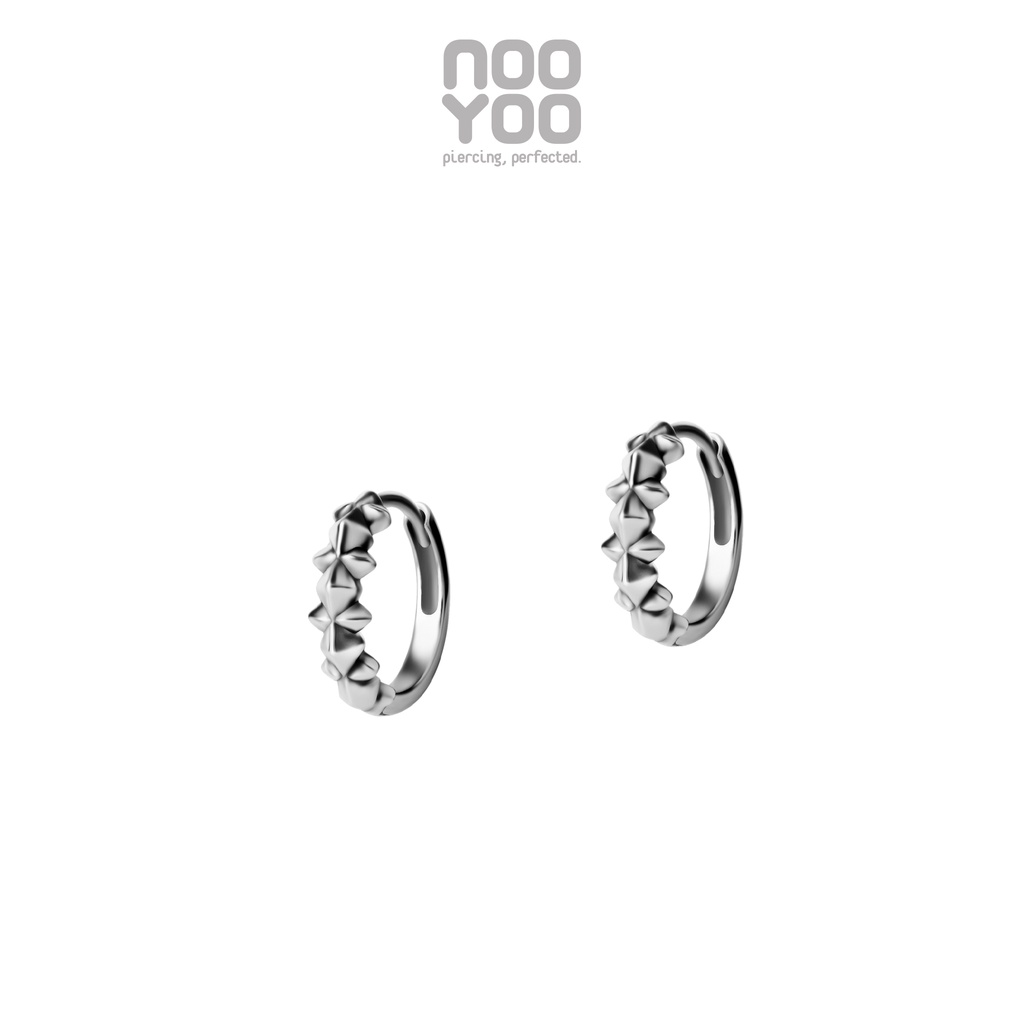 NooYoo ต่างหูสำหรับผิวแพ้ง่าย Hoop Pyramids & Spikes Surgical Steel