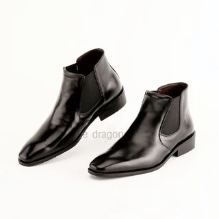 The Dragon [Handmade] ฮาล์ฟข้อสั้น5.5นิ้ว หนังวัวแท้ฟอกนิ่ม ทรงหัวตัด chelsea boots รุ่นHY พื้นอัดกาว+เย็บจริง สวย นุ่ม