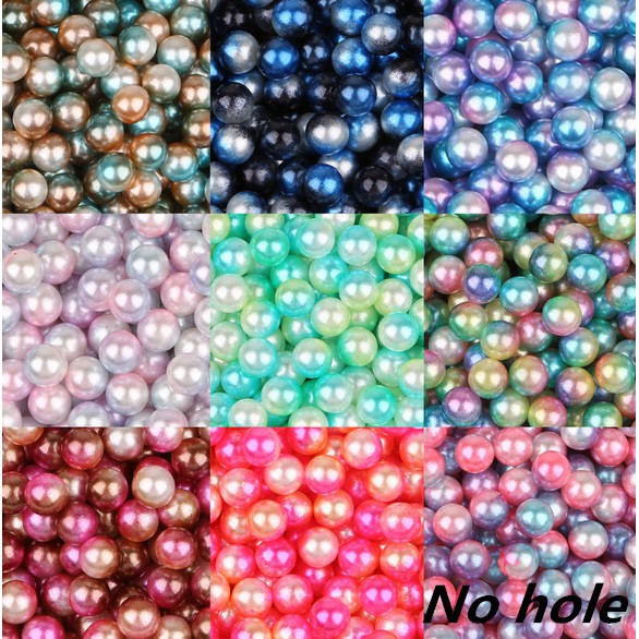 4/6/8 มม. ไม่มีรูพรุนลูกปัดสีรุ้ง ABS ลูกปัดมุกเทียมทรงกลมพลาสติกคริลิคลูกปัดทำเครื่องประดับค้นพบ DI