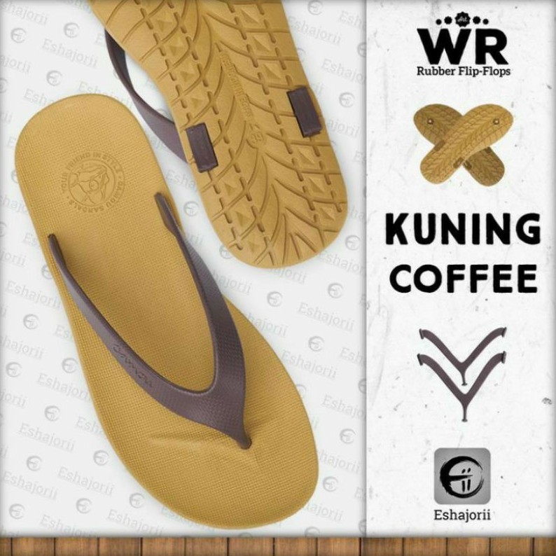 WR Rubber Flip-Flops Camou Yellow Coffee Mens Flip-Flops - รองเท้าแตะผู้ชายดั้งเดิม - รองเท้าแตะลําล