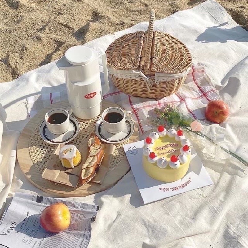 ผ้าด้ายดิบฝ้ายสีครีม ปูชายหาดริมทะเล ผ้าพื้นสีวินเทจ พร็อพถ่ายรูปสินค้า ผ้าปูปิกนิก ปูโต๊ะ ทำฉาก