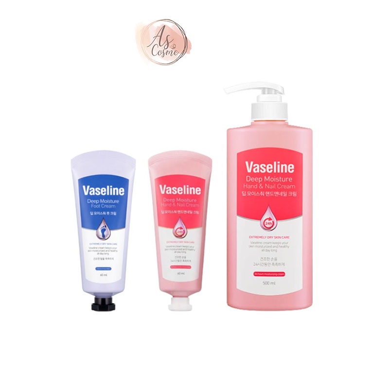( แท้ / พร้อมส่ง ) Vaseline deep moisture hand & nail cream 60mL,500mL / Foot Cream 60mL ครีมบำรุงมือ และบำรุงเท้า