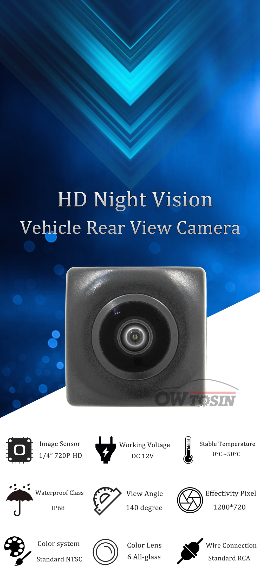 Owtosin HD 1280*720 Fisheye Rear View Camera For Opel Insignia 2008 ...