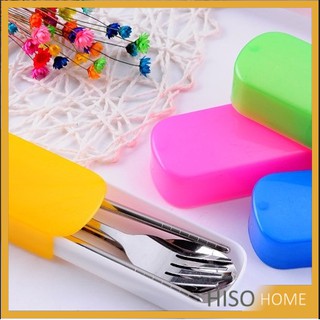 ชุดช้อนส้อม พร้อมกล่องใส่อุปกรณ์แบบพกพา มี 4 สีสด ตะเกียบ ช้อนส้อมสเตนเลส Cutlery Set