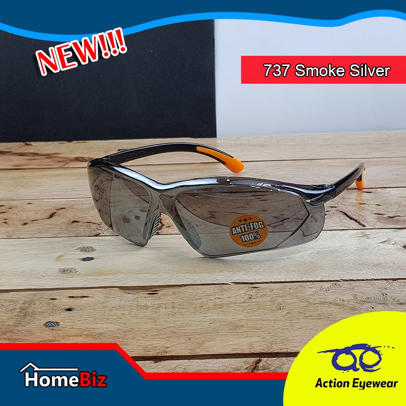 Action Eyewear 737 Smoke Silver แว่นตานิรภัย, กันUV, ใส่เที่ยว ใส่ออกกำลังกาย
