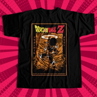 ย้อนยุคเสื้อเชิ้ต ผ้าฝ้าย 100% พิมพ์ลายอนิเมะ Dragon Ball Z Krillin สีดําS-5XL