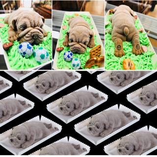 แม่พิมพ์ซิลิโคน shar pei dog 3 d สําหรับทําเค้กช็อคโกแลตเบเกอรี่