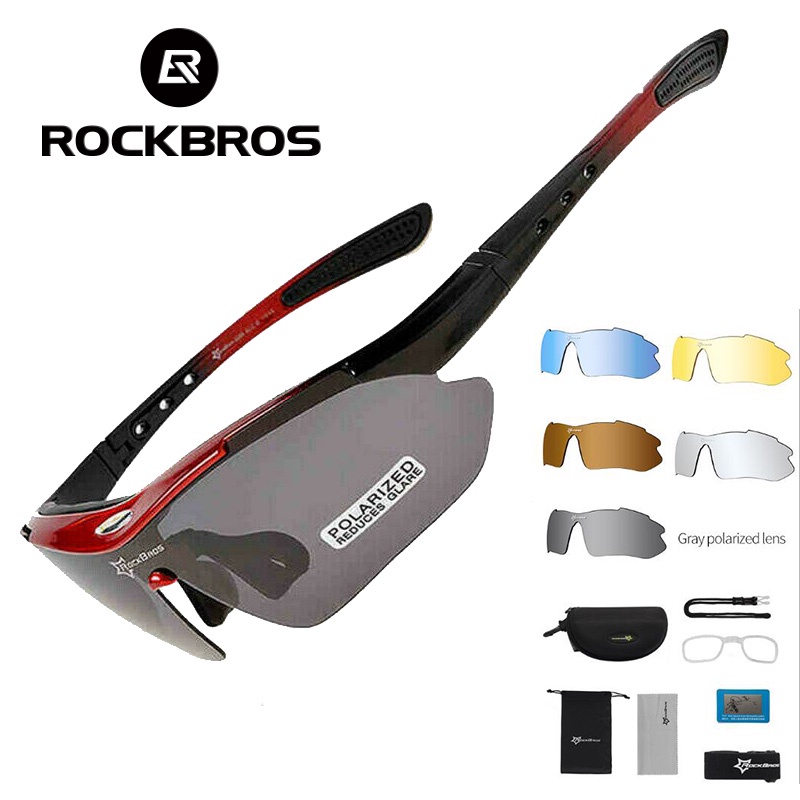 【TH Delivery】ROCKBROS แว่นกันแดดโพลาไรซ์สำหรับปั่นจักรยาน แว่นกันแดดสำหรับปั่นจักรยานกลางแจ้ง 5 เลนส์ อุปกรณ์ปั่นจักรยาน