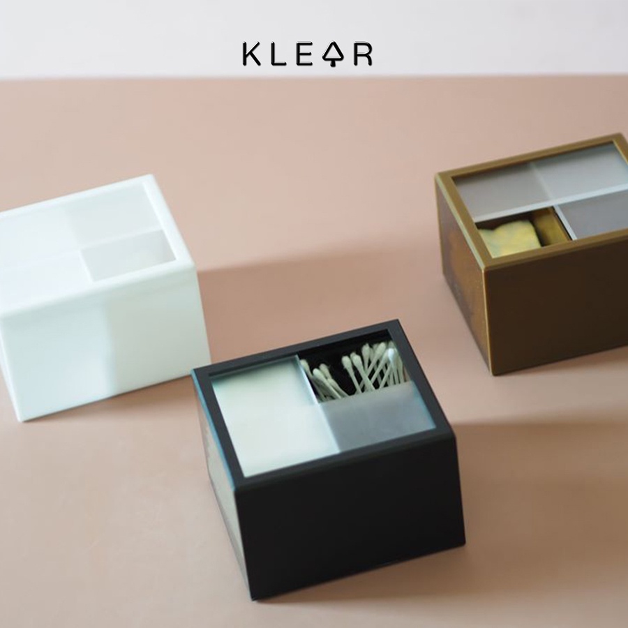 KLEAR 3IN1 amenity box กล่องอะคริลิคใส่ของ อเนกประสงค์ ใส่เครื่องสำอาง ใส่สำลี ใส่คัตเติ้ลบัต