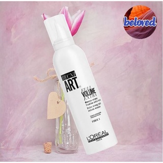 Loreal Tecni Art Full Volume Extra 250 ml มูสจัดแต่ทรง สำหรับผมดัด สูตรแข็งพิเศษ อยู่ทรงระดับ 5