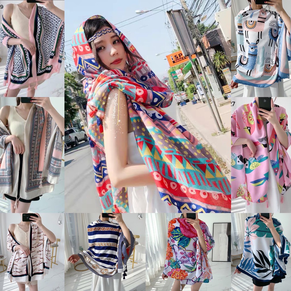 ผ้าคลุมไหล่ ผ้าพันคอ ของขวัญ ของฝาก สามารถกันหนาว กันลม กันแดด ของใหม่ ราคาสุดคุ้ม พร้อมส่งในไทย