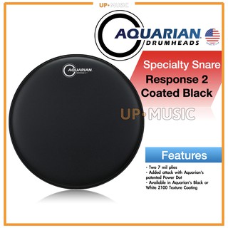 🥁หนังกลอง Response 2 Coated Black by Aquarian USA💯