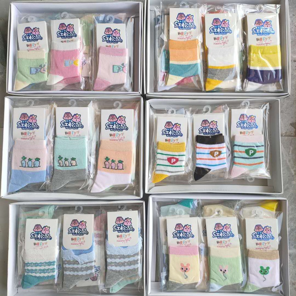 ถุงเท้าเด็ก (สุ่มสี1คู่ ) ถุงเท้าเด็กระบายอากาศได้ดี (HAPPY)