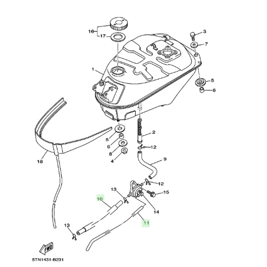 5TNF431210 - 5TNF431300 ท่อน้ำมัน Spark X RX Z X1 X-1 NANO สายน้ำมัน จาก ก๊อกน้ำมัน แท้ (ได้ 2เส้น) YAMAHA - รูปที่ 2