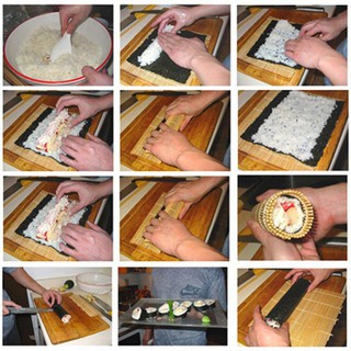 N☛DIY Make Japanese Sushi Rice Roller Bamboo Sushi Mat Cooking Tool