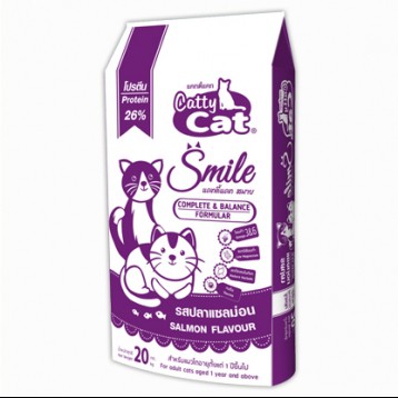 Catty Cat Smile อาหารแมว รสปลาแซลม่อน 20 กิโลกรัม(ถุงขาวม่วง)
