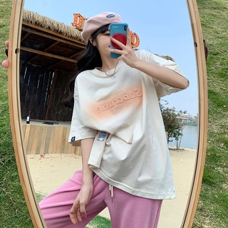 เสื้อยืดสีขาวเสื้อยืดแขนสั้น ผ้าฝ้าย พิมพ์ลายสามมิติ สไตล์เกาหลี สําหรับผู้หญิง