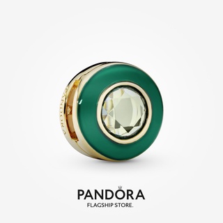 Pandora จี้คลิปวงกลม สีเขียว สําหรับของขวัญวันเกิดผู้หญิง p825