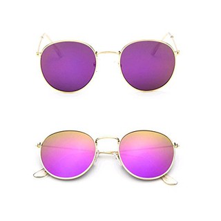 GAMT Round Aviator Sunglasses  Golden frame Purple Film - กรอบทอง เลนส์ปรอทสีม่วง ของแท้