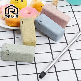 REM13 หลอดพับได้ รักษ์โลก เคสข้าวสาลี(ไบโอพลาสติก) มีสายล้างหลอดให้ในเคส พกพาสะดวก