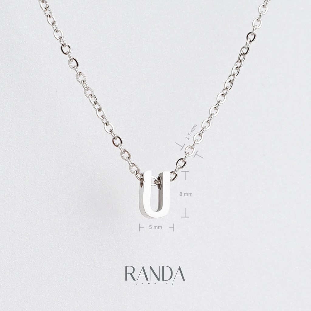Randa สร้อยคอตัวอักษร สีเงิน ตัวพิมพ์ใหญ่ N-Z สแตนเลส เลือกความยาว DIY มินิมอล ไม่ลอกไม่ดำ ลงทะเล โดนน้ำหอมได้