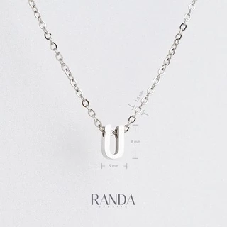 Randa สร้อยคอตัวอักษร สีเงิน ตัวพิมพ์ใหญ่ N-Z สแตนเลส เลือกความยาว DIY มินิมอล ไม่ลอกไม่ดำ ลงทะเล โดนน้ำหอมได้