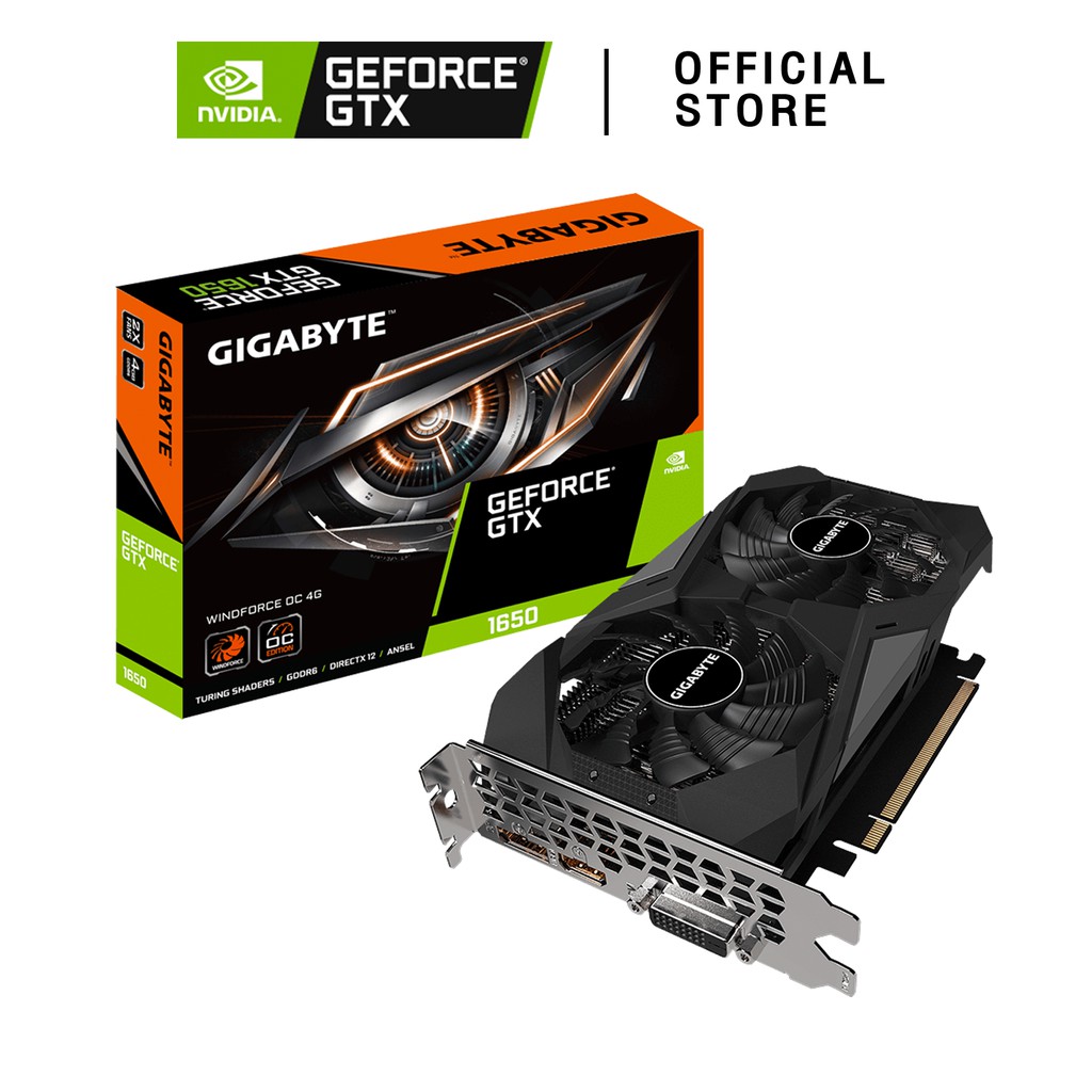GIGABYTE การ์ดจอ Nvidia Geforce GTX 1650 D6 WINDFORCE OC 4G (GV-N1656WF2OC-4GD)