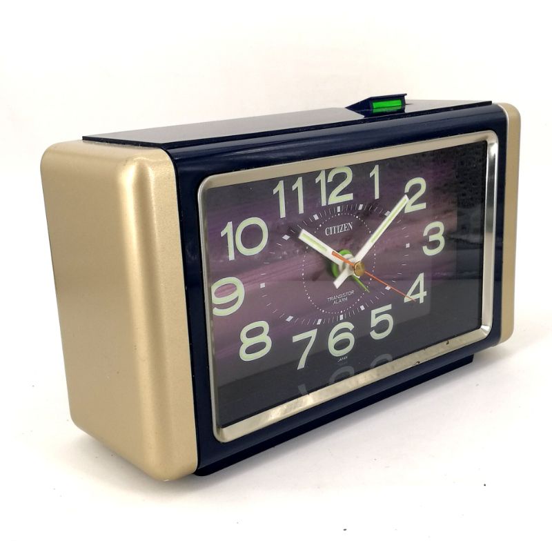 นาฬิกาปลุกตั้งโต๊ะ Citizen Japan สไตล์วินเทจ เรโทร หน้าปัดสีม่วงเหลือบ Alarm Clock Vintage Retro