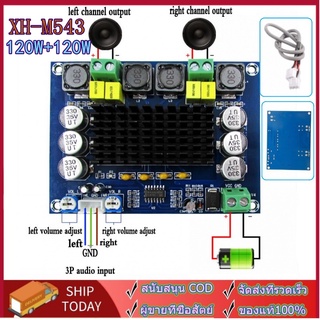 XH-M543 12V-24V TPA3116D2 120W+120W แผงบอร์ดโมดูลขยายเสียงดิจิตอล Dual-channel เครื่องขยายเสียงระบบเสียงดิจิตอล