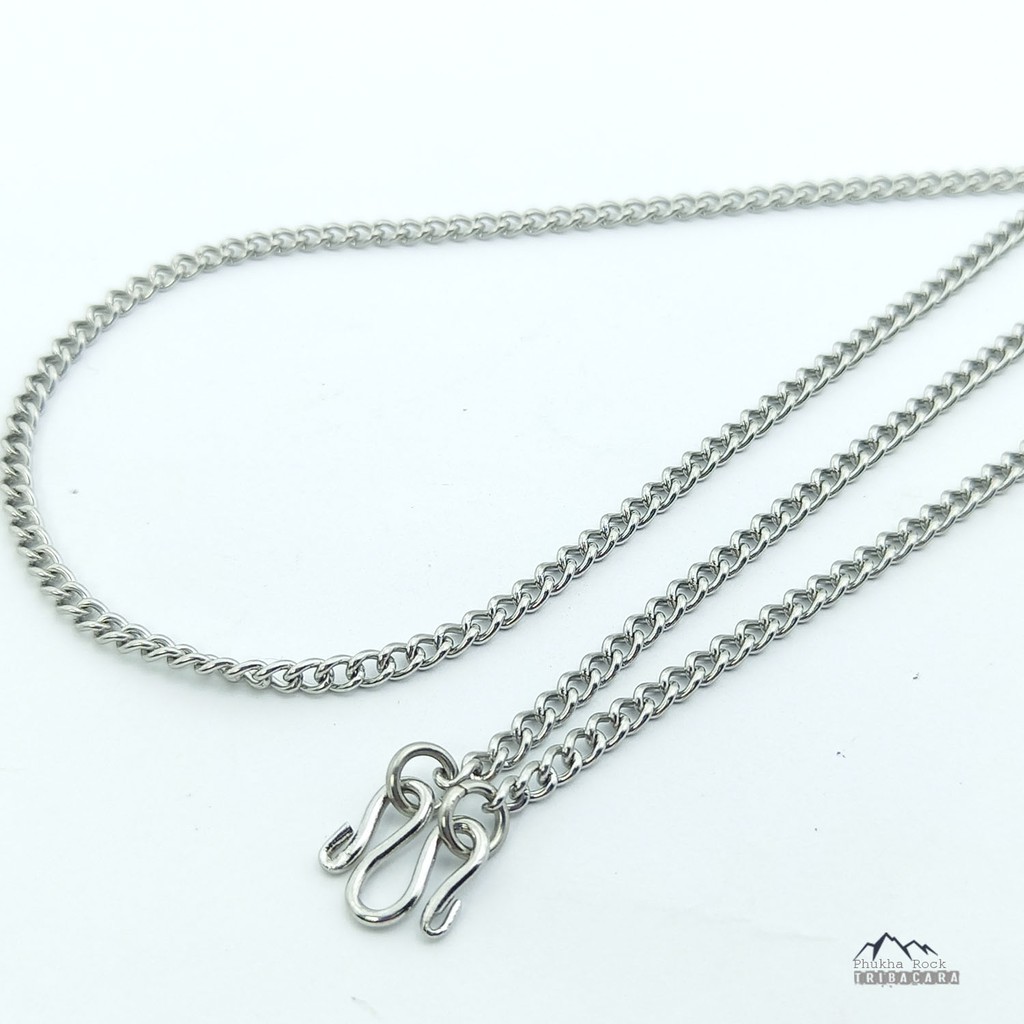 J21 โซ่ทับแบน ขนาด 3 มม. สร้อยคอ ห้อยพระ สร้อยสแตนเลสแท้ สร้อยพระ stainless necklace