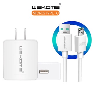 WEKOME Charger USB หัวชาร์จ อแดปเตอร์ (Adapter) 5V2A ปลั๊กชาร์จ,สายชาร์จรองรับ USB Micro,USB TypeC สินค้ามีรับประกัน