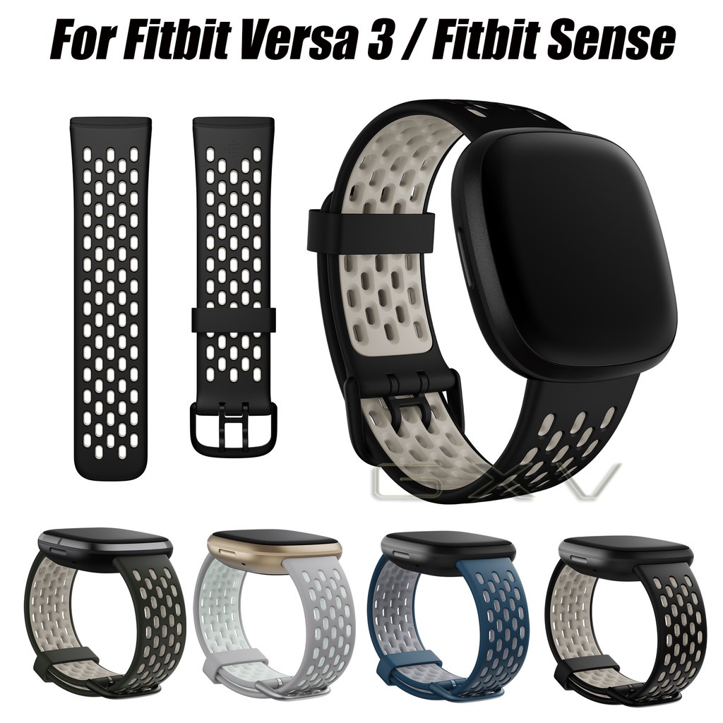 สายนาฬิกาข้อมือซิลิโคนระบายอากาศสําหรับ Fitbit Versa 3