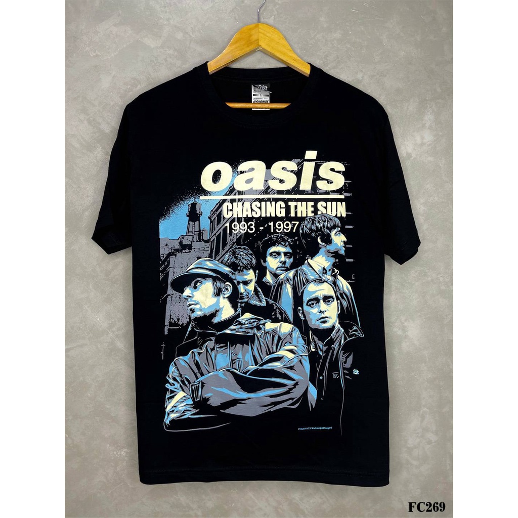 Oasisเสื้อยืดสีดำสกรีนลายFC269