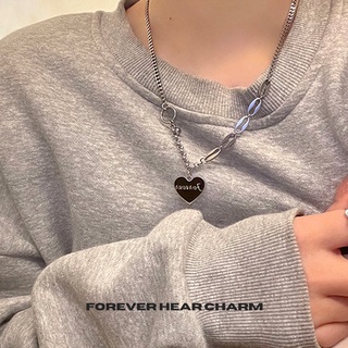 สร้อยคอจี้หัวใจดำ Black Forever Heart Charm Necklace