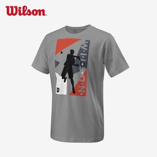 [S-5XL]เสื้อยืดคอกลม แขนสั้น ผ้าฝ้าย พิมพ์ลาย Wilson Wilson แบบแห้งเร็ว สําหรับผู้ชาย