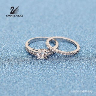 【SALE】พร้อมส่งSwarovskiแท้ Attract simple love promise ring แหวนคู่หญิงคู่ของขวัญสาววางซ้อนกันได้ q8tm Xd1H