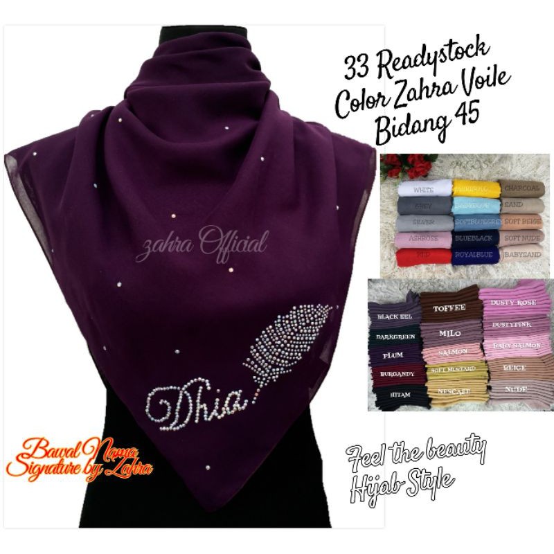 🇲🇾BAWAL ZAHRA VOILE🇲🇾 TUDUNG BAWAL NAMA SIGNATURE By Zahra BDG 45